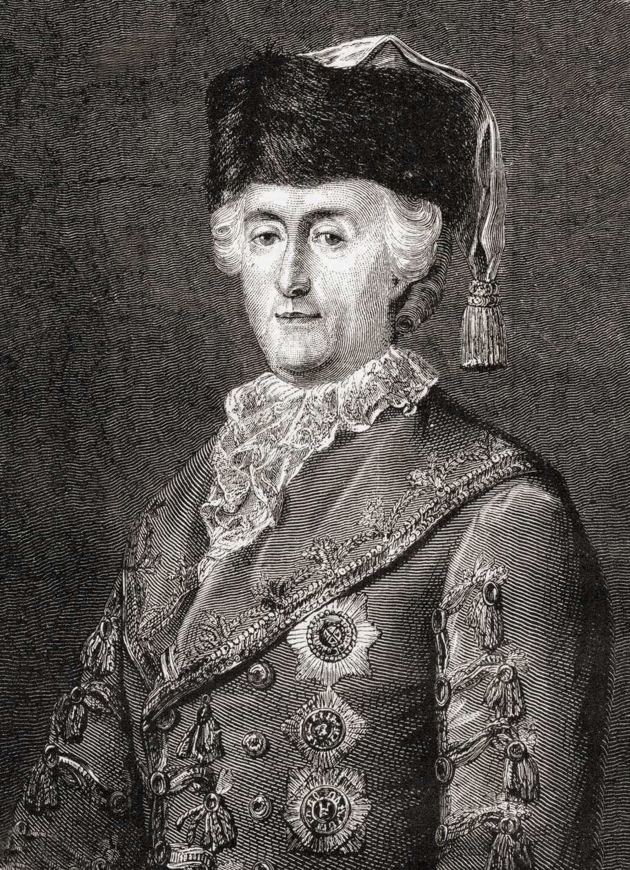Catherine II, graverad av Stephane Pannemaker (1847-1930) från 