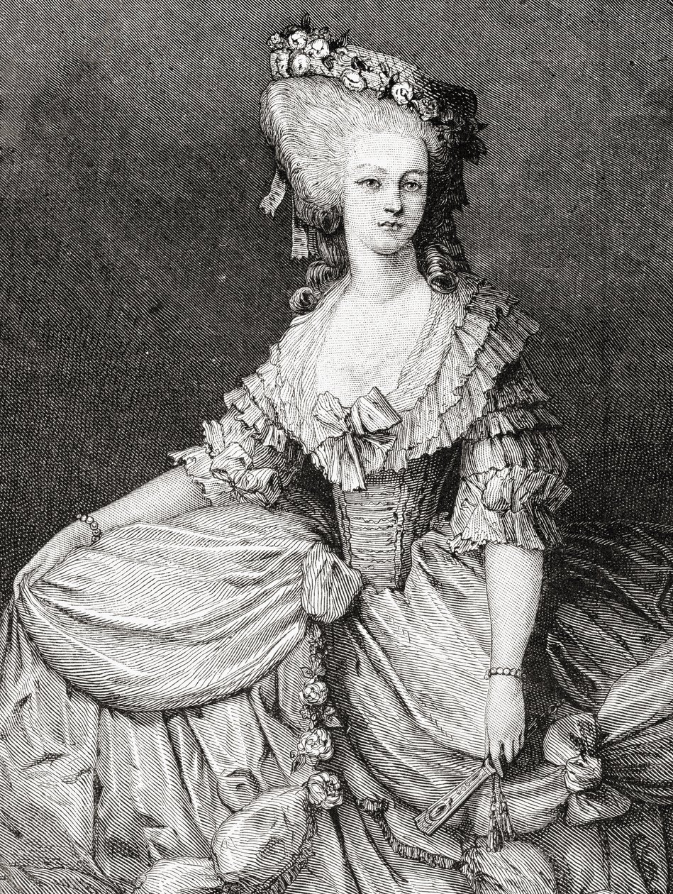 Porträtt av Marie Therese Louise, prinsessan av Lamballe (1749-92) graverad av Stephane Pannemaker (1847-1930) av Eugene Joseph Viollat