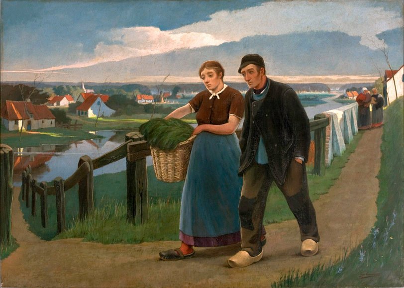  Landscape with a couple of peasantsnPortugues: Paisagem com casa de camponesesn av Eugene Laermans