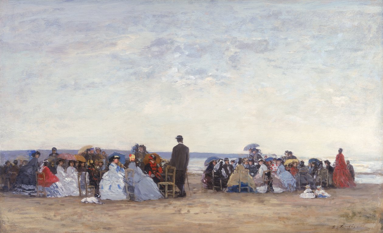 Strandscen nära Trouville, ca 1863-66 av Eugene Louis Boudin