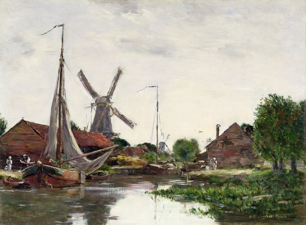 Dordrecht, Väderkvarn på Meuse, 1884 av Eugene Louis Boudin