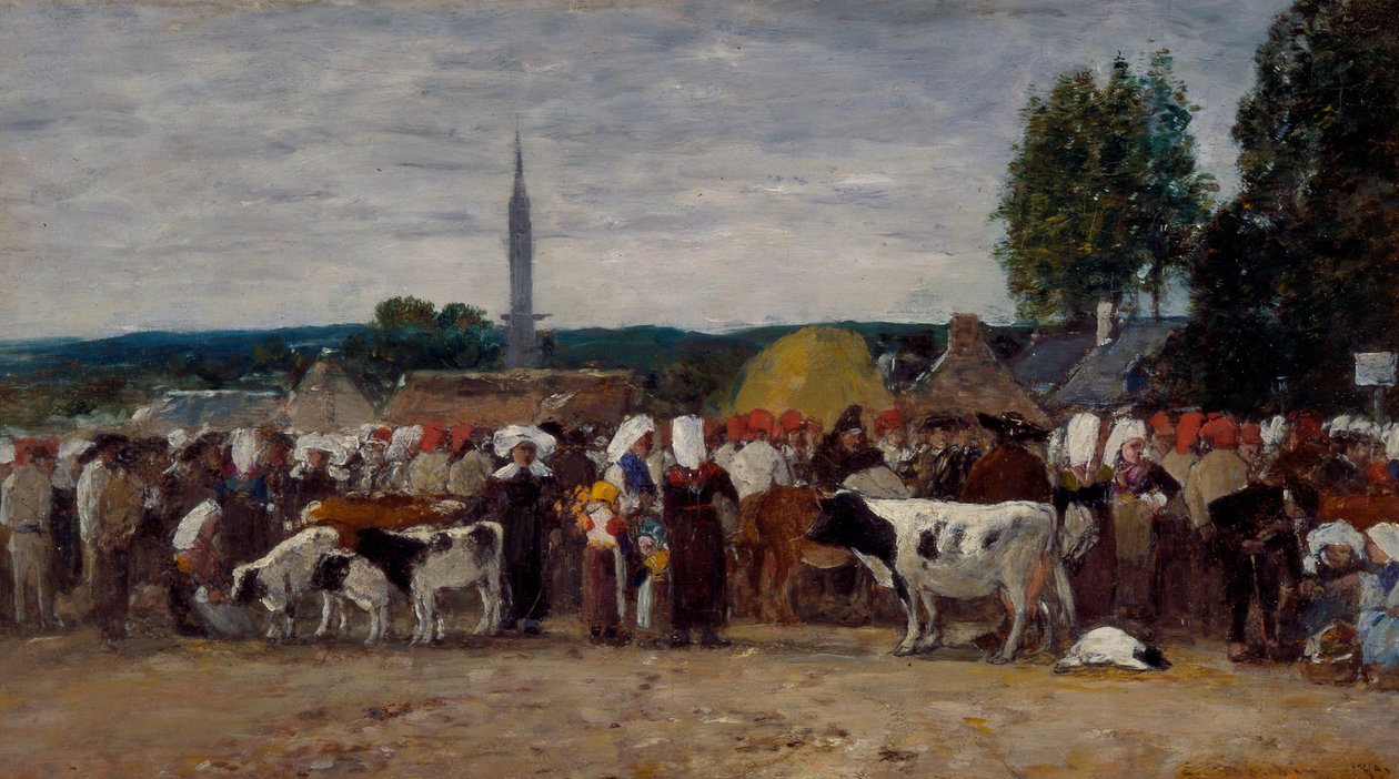 Mässa i Bretagne, 1874 av Eugene Louis Boudin