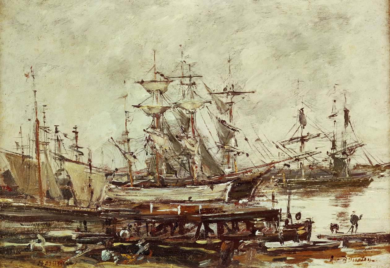 Segelfartyg i hamnen i Bordeaux av Eugene Louis Boudin