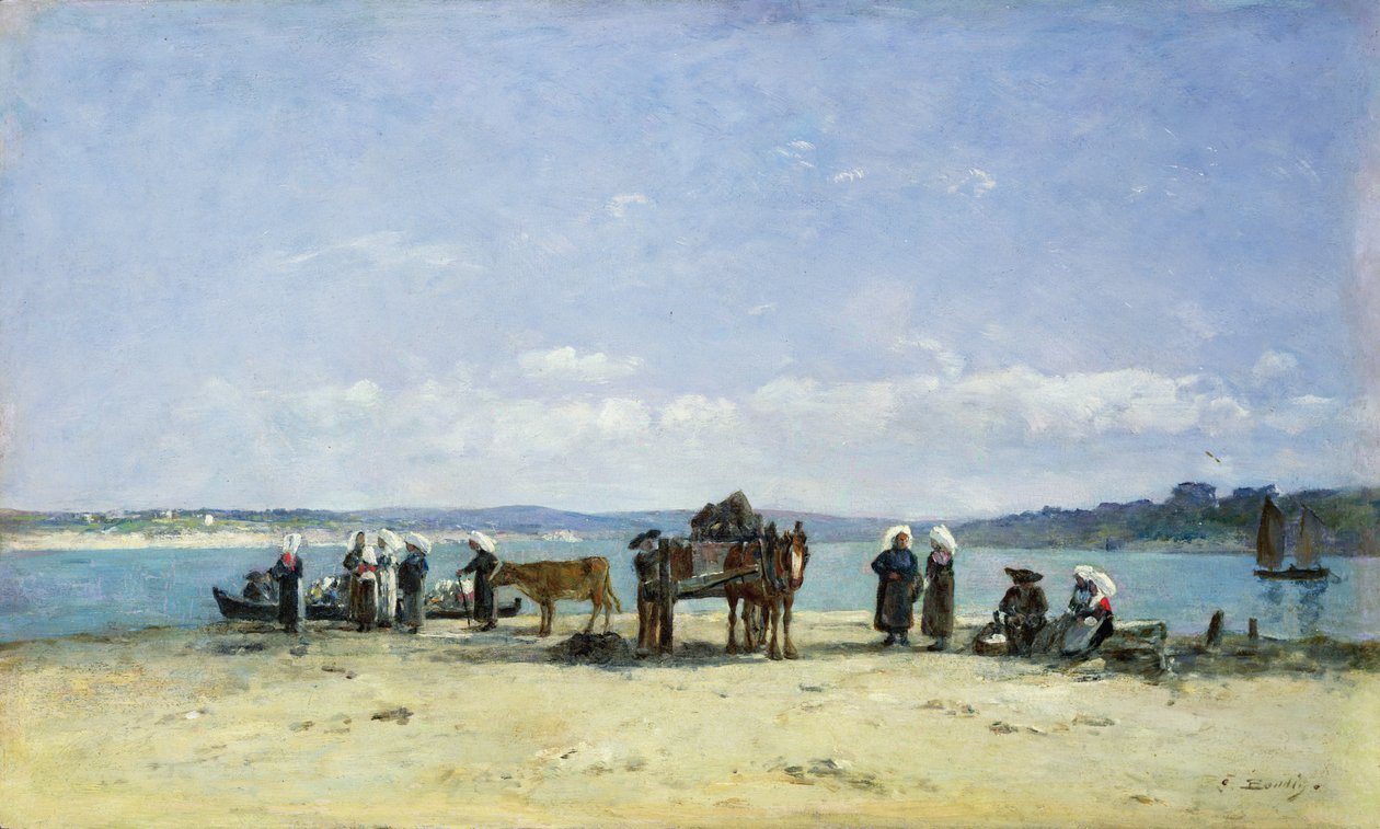 De bretonska fiskarnas fruar, 1870-73 av Eugene Louis Boudin