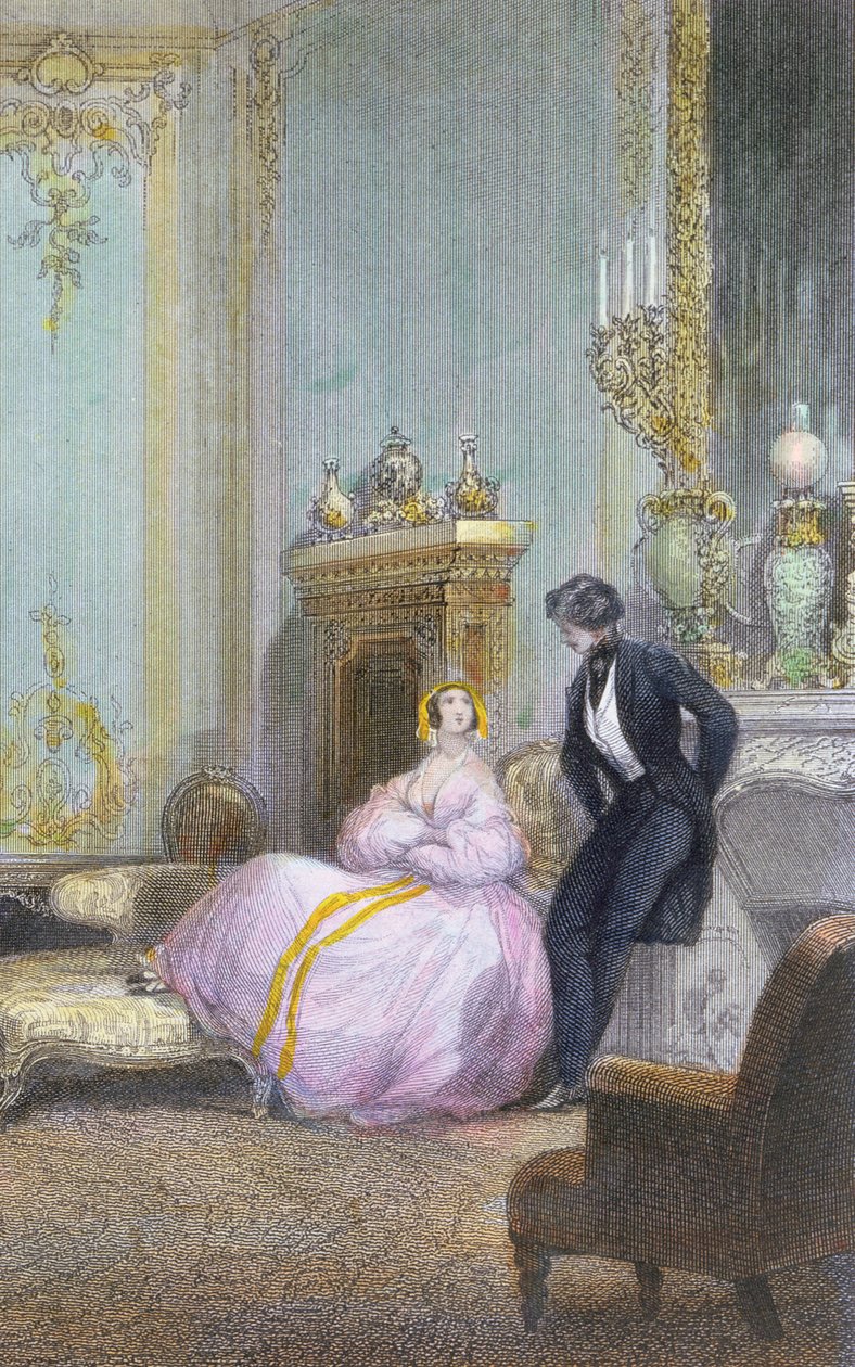 Par chattar, detalj från en familjescen, ca 1840 (se 407341) av Eugene Louis Lami