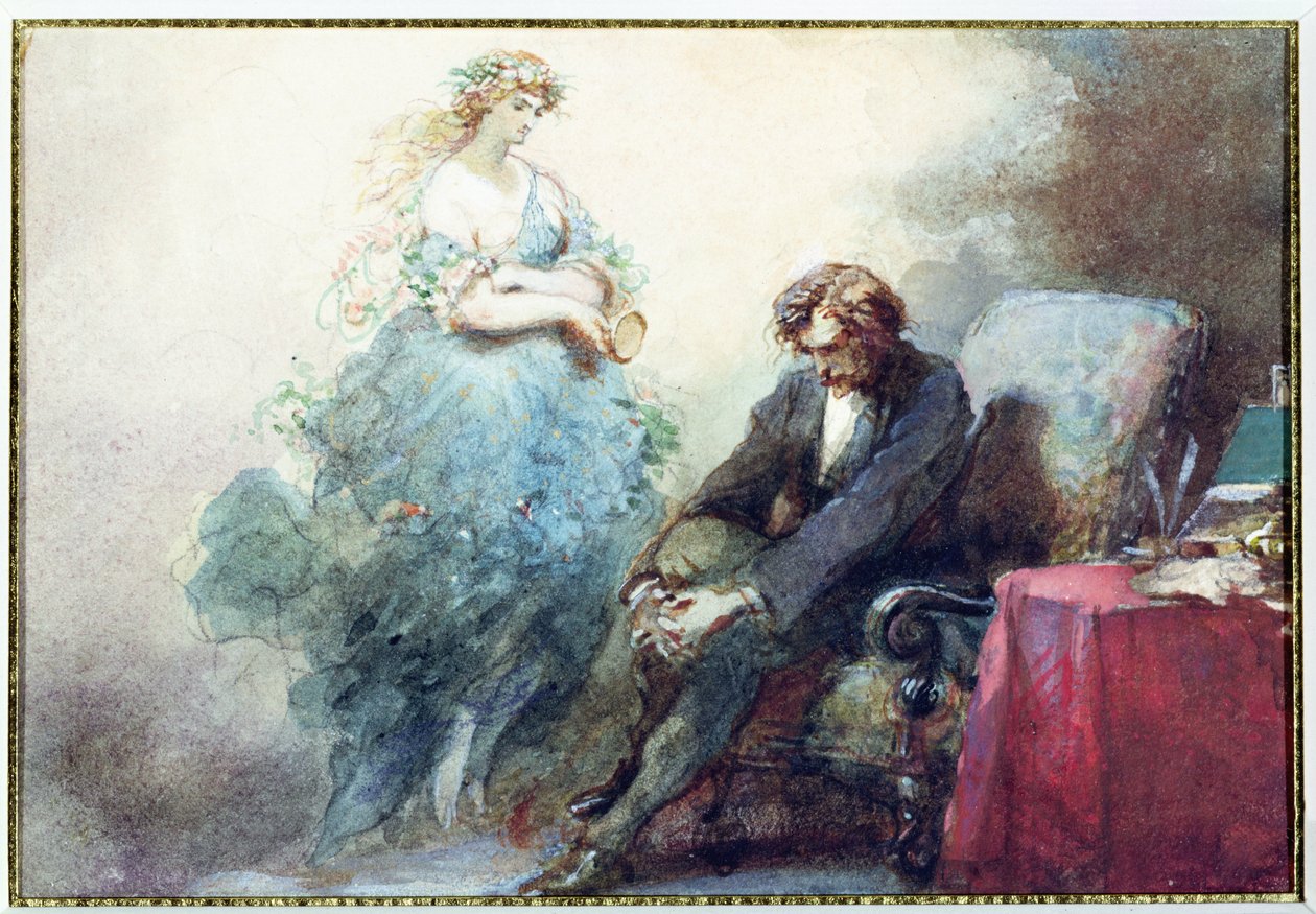 La Nuit de Mai, illustration ur "Les Nuits" av Alfred Musset (1810-57) av Eugene Louis Lami