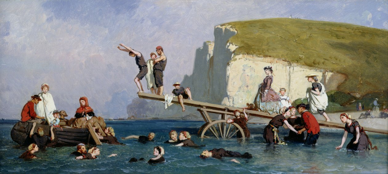 Bad vid Etretat av Eugene Modeste Edmond Lepoittevin