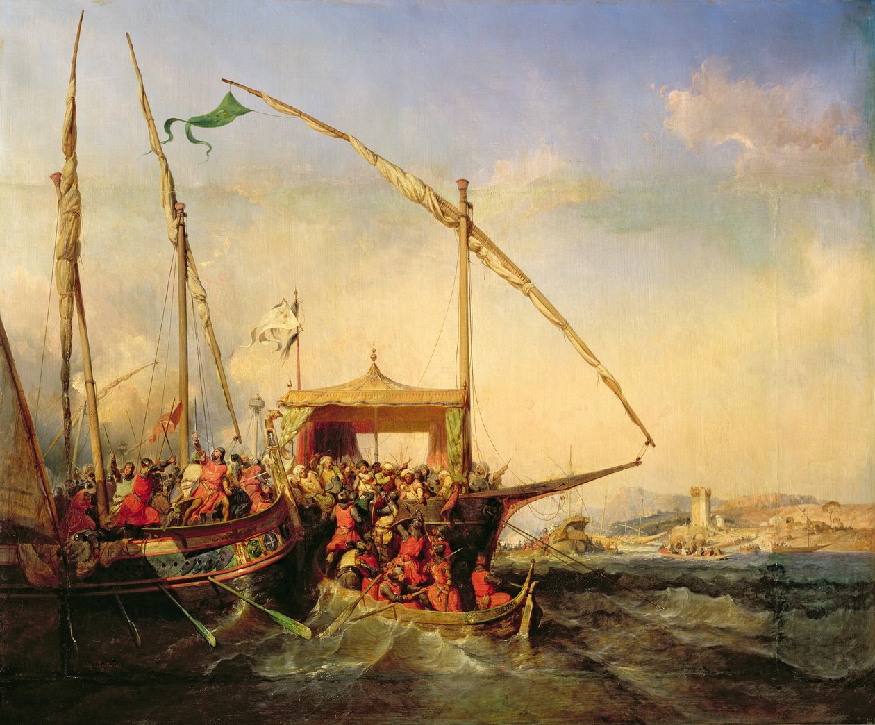 Sjöslaget vid Imbre 1346, 1842 av Eugene Modeste Edmond Lepoittevin