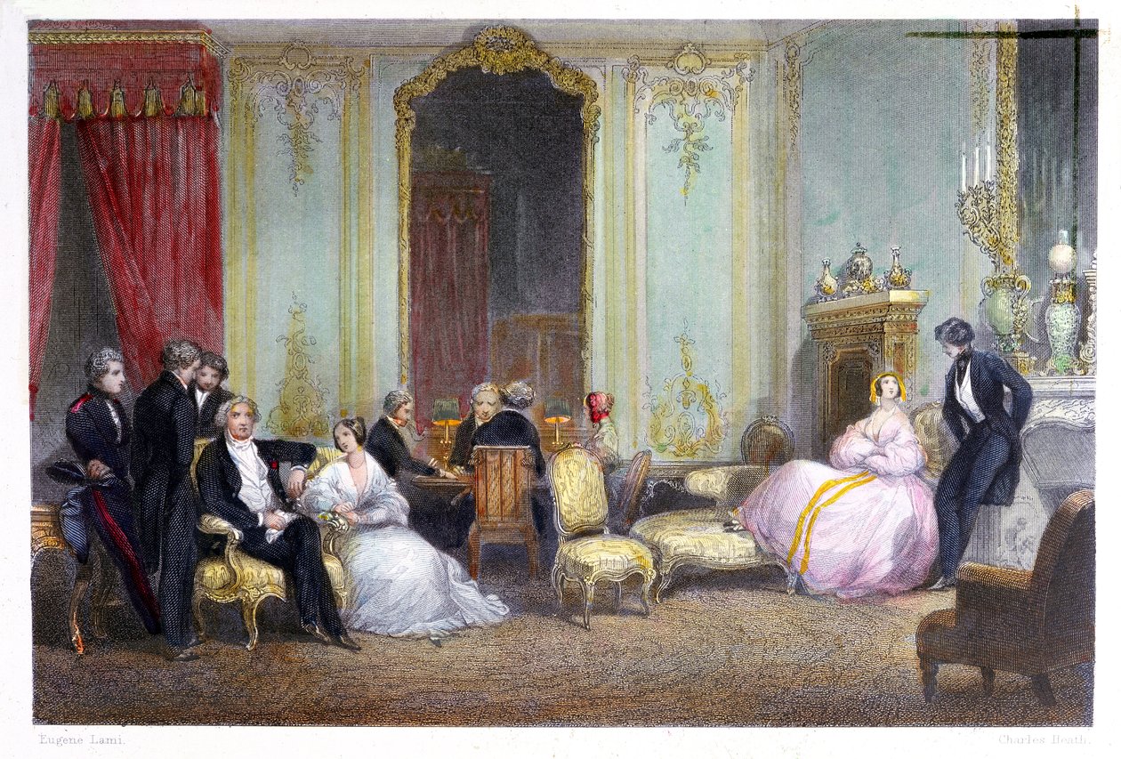 En familj i ett inre, 1842 av Eugene Louis Lami