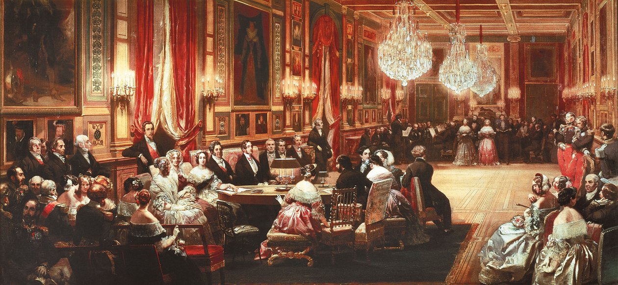 Frankrike, Versailles, Konsert till ära för drottning Victoria av Storbritannien i Spegelsalen på Chateau d