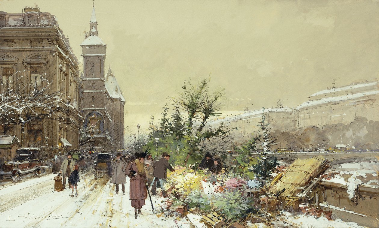 Blomstermarknad; Blomstermarknad av Eugene Galien Laloue