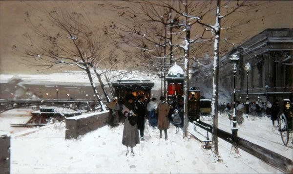 Seine kaj av Eugene Galien Laloue