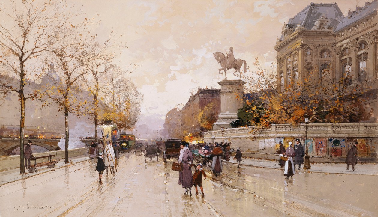 En Paris Street Scen av Eugene Galien Laloue