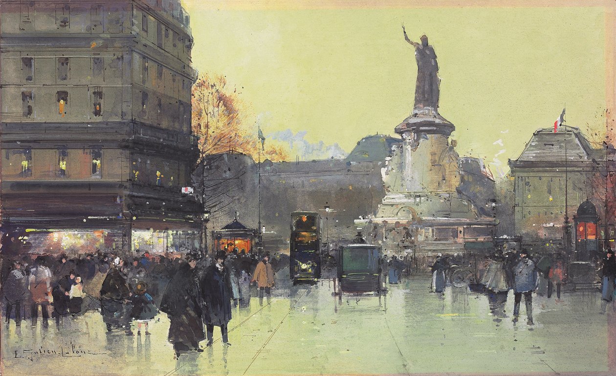 Republic Square, Paris av Eugene Galien Laloue