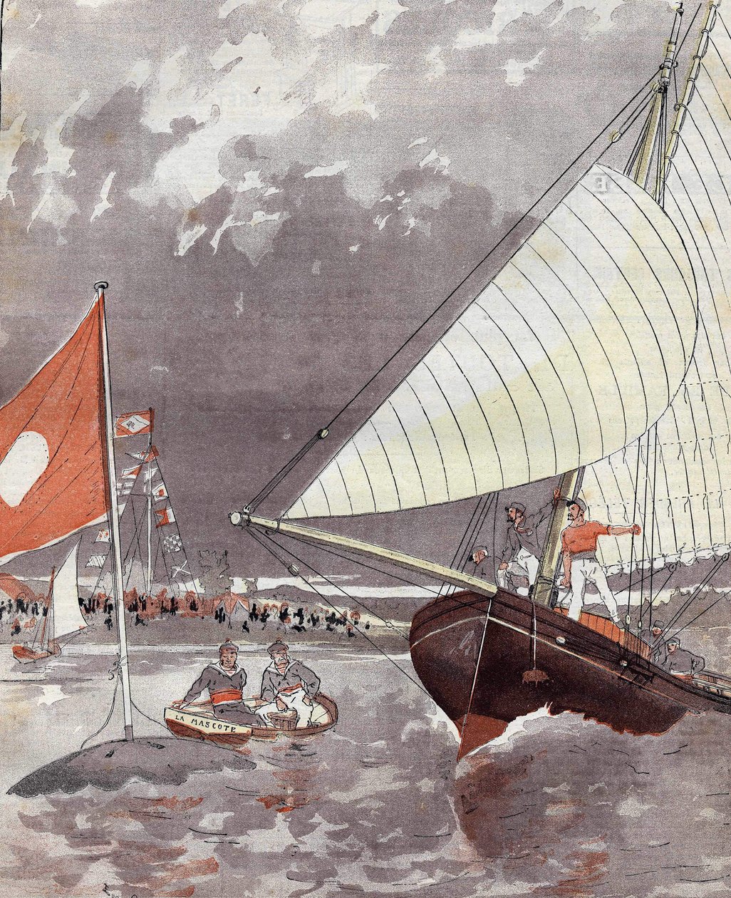 Regates på Le Havre 1892, baserad på Mr. Courbons akvarell. av Eugene (after) Courboin