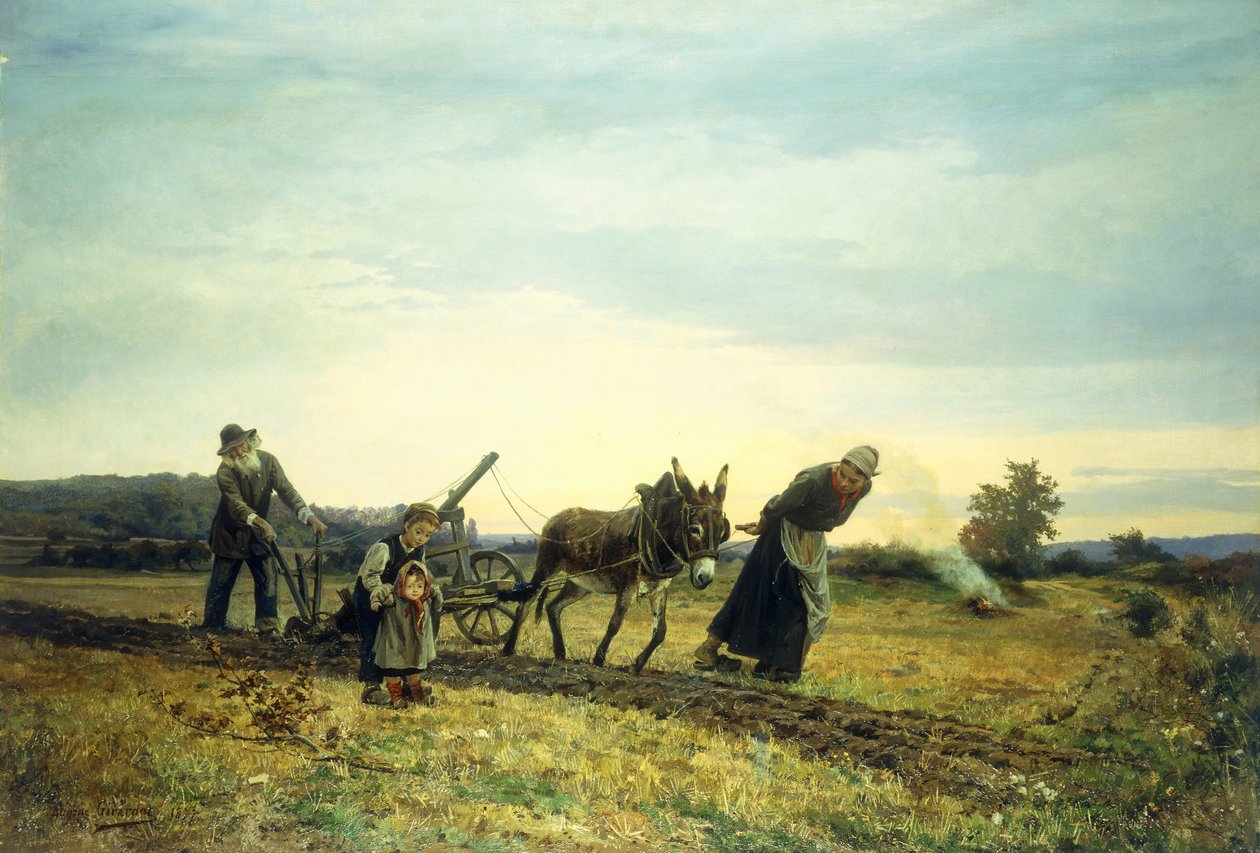 Plöjning av åkrarna, 1877 av Eugene Alexis Girardet