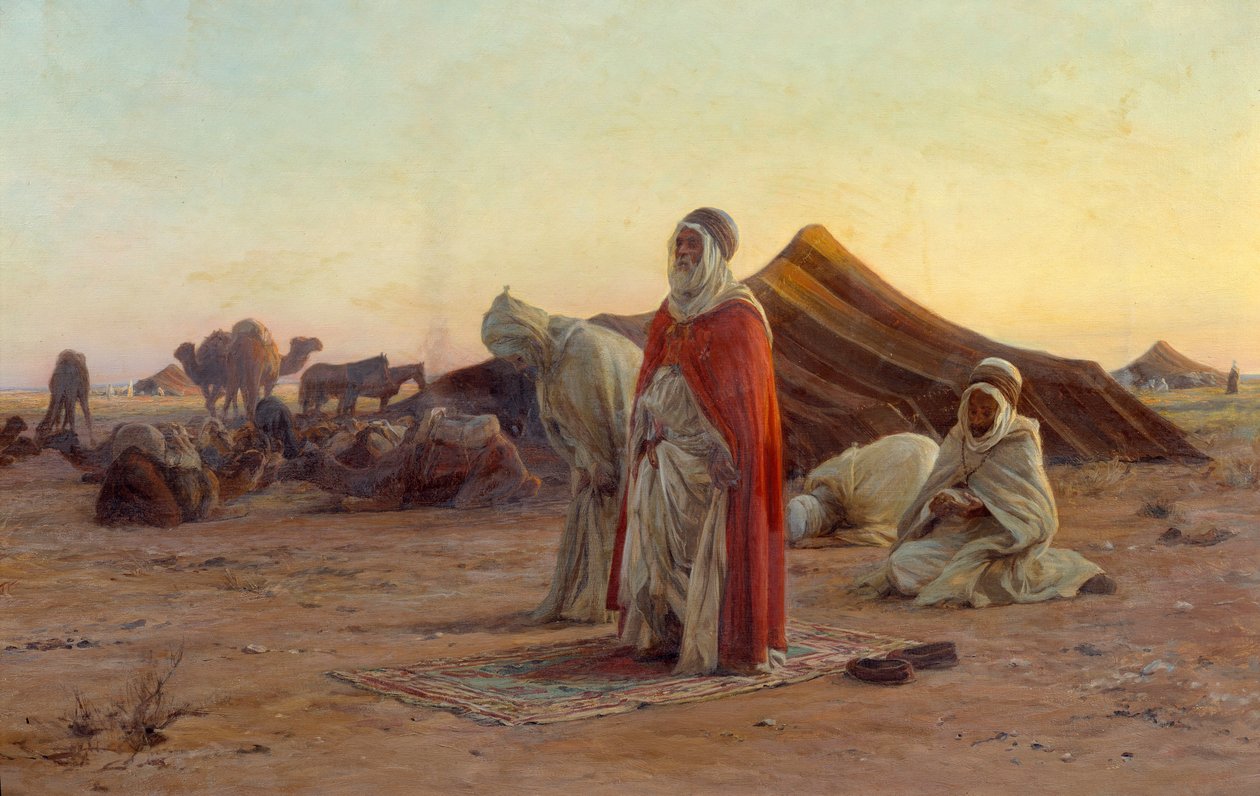 Tält i öknen Bönen. Detalj. Målning av Eugene Alexis Girardet (1853-1907) Bayonne från 1800-talet, Musee Bonnat av Eugene Alexis Girardet
