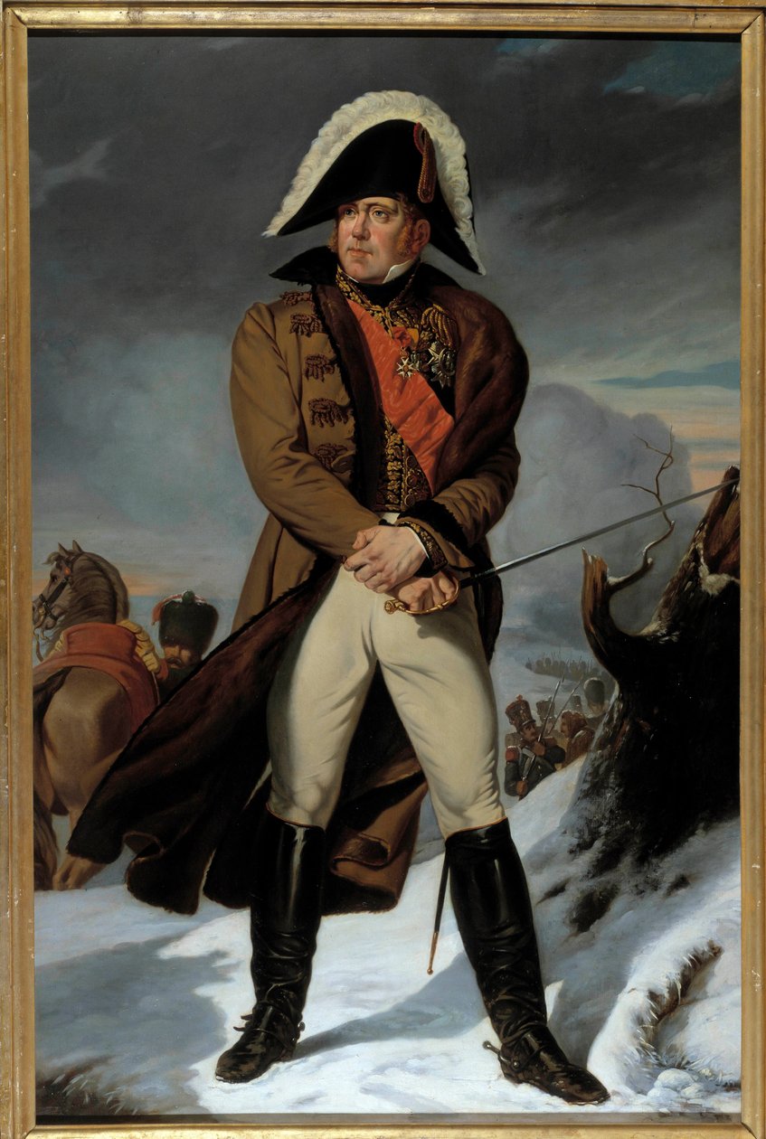 Porträtt en pied av Michel Ney (1769-1815), hertig av Elchingen, prins av Moscova (Moscowa), marechal av Frankrike Målning av Eugene Battaille (1817-1875). 1800-talet. Dämpa. 2,15 x 1,4 m. - Hellängdsporträtt av Michel Ney (1769-1815), hertig av Elchingen, av Eugene Battaille