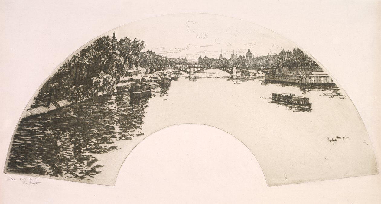 Fan, Seinen sett från Pont Royal (Éventail, La Seine vue du Pont Royal) av Eugene Bejot