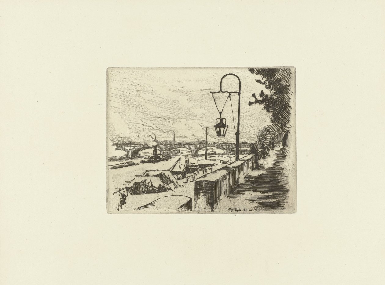 Stadsbild med Austerlitz-bron och Seine i Paris Pont d