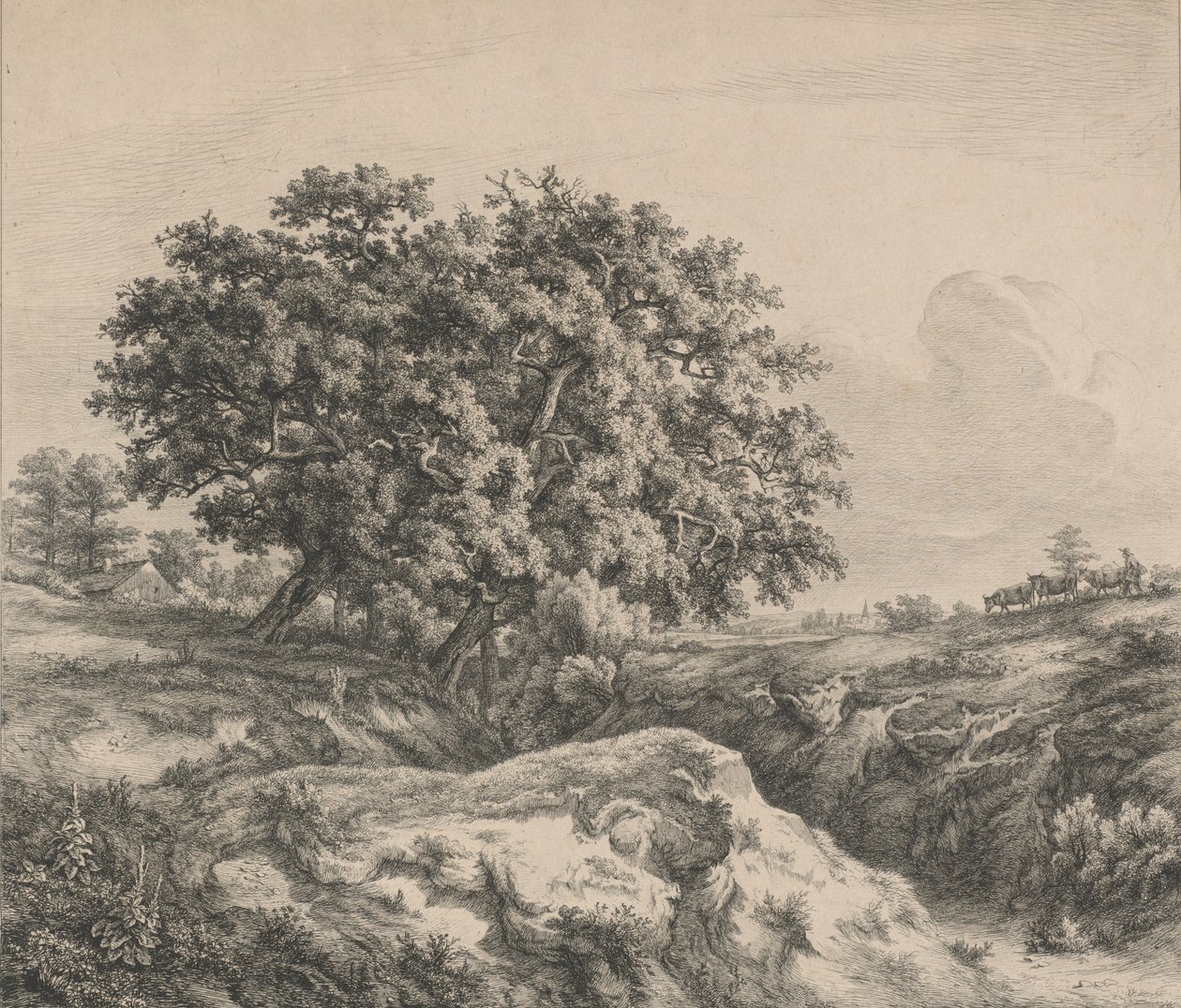 Ek vid en ravin, 1845. av Eugene Bléry