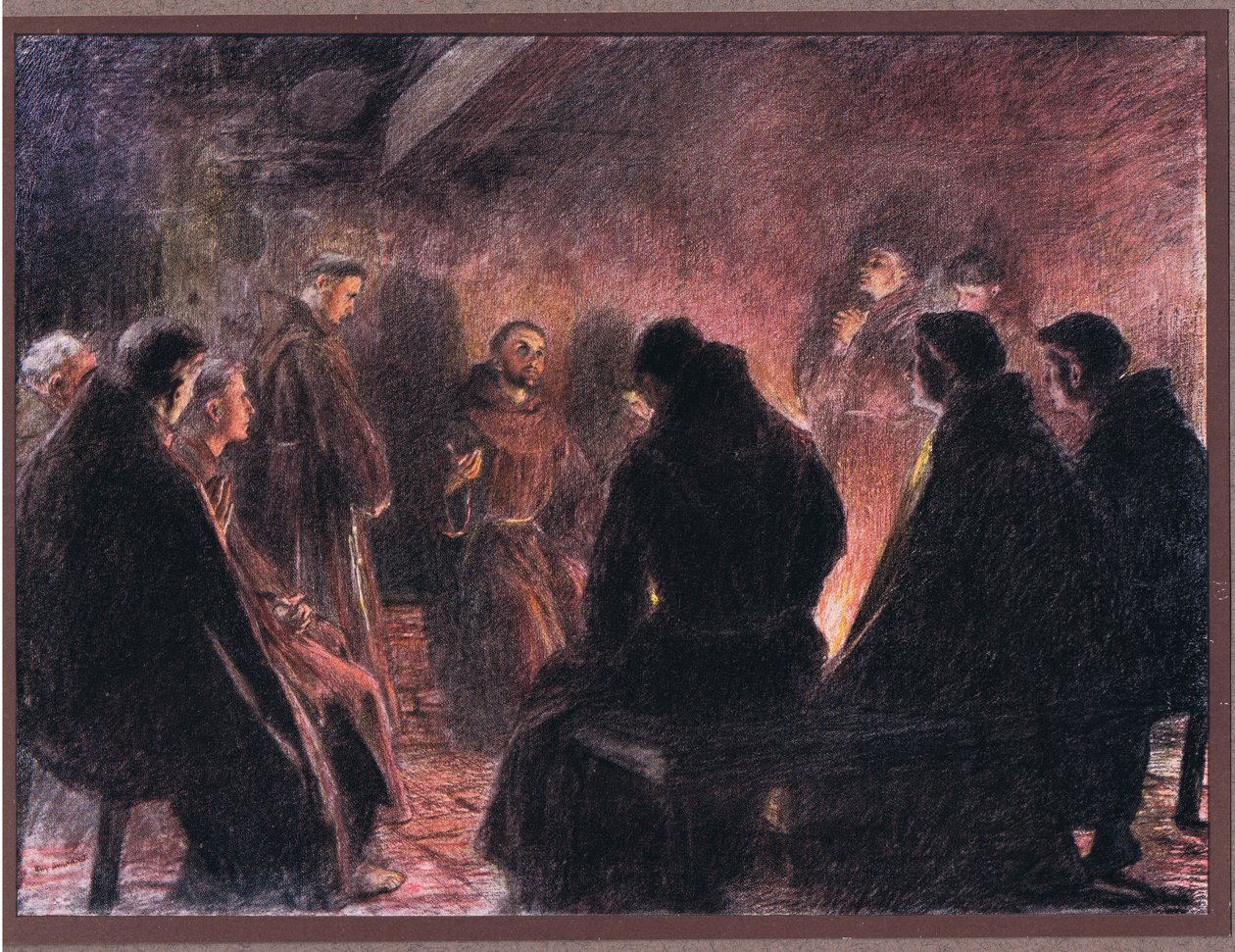St Francis och munkarnas diskurs av Gud, 1919 av Eugene Burnand