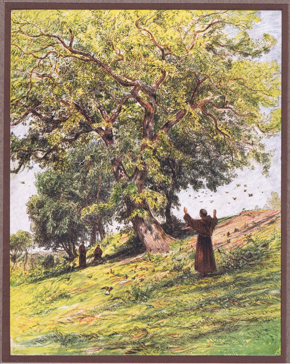 St Francis predikar för fåglarna, 1919 av Eugene Burnand