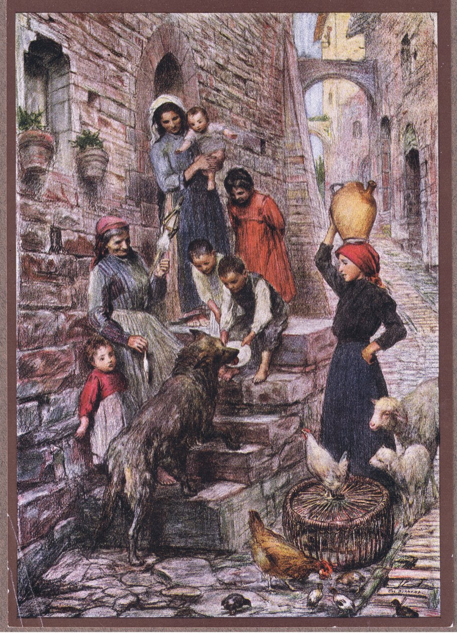 Vargen från Gubbio efter sin omvändelse, 1919 av Eugene Burnand