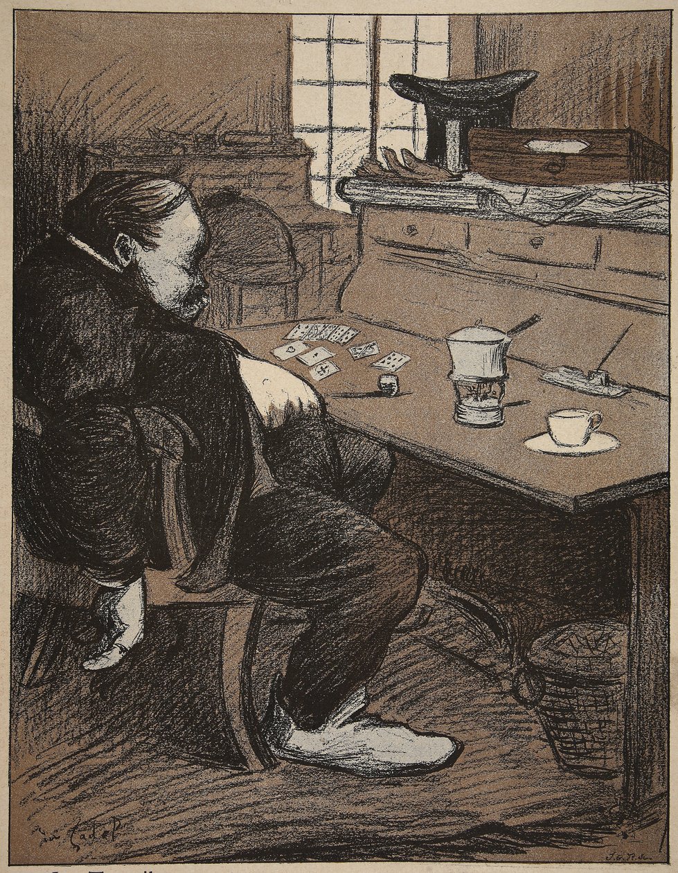 Hårt på jobbet, en paus från kort och kaffe!, illustration från 