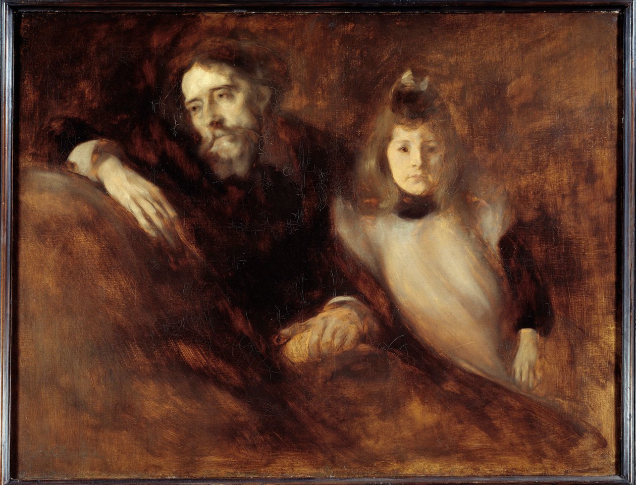 Alphonse Daudet (1840 - 1897) och hans dotter. Målning av Eugene Carriere (1849-1906) av Eugène Carrière