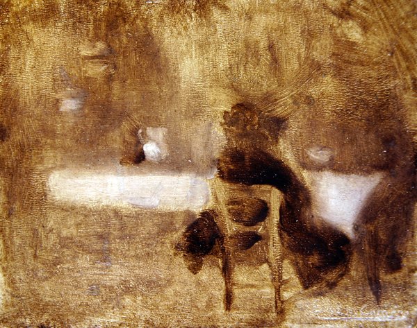 Girl from Behind (olja på panel) av Eugène Carrière