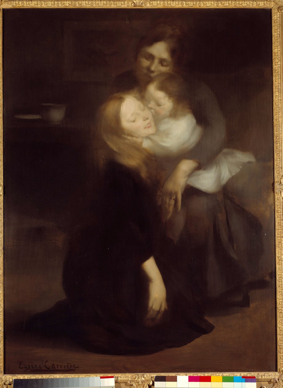 Intimitet eller storasyster Målning av Eugene Carriere (1849-1906) 1800-talets sön. 1,3x0,99 m Paris, musee d
