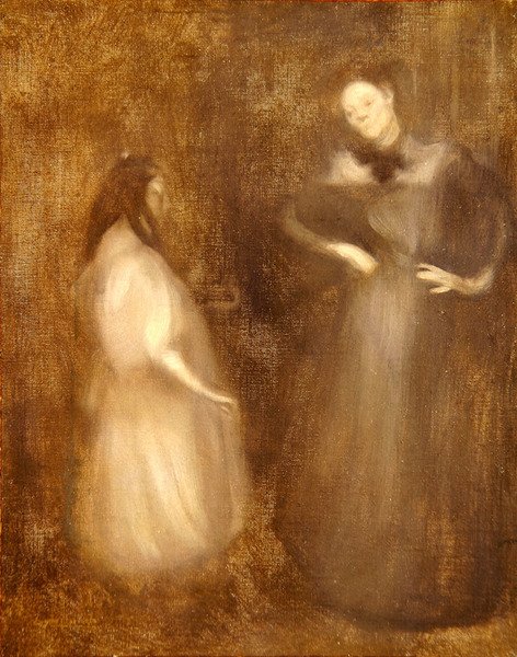 Mor och dotter, fiollektionen (olja på duk) av Eugène Carrière