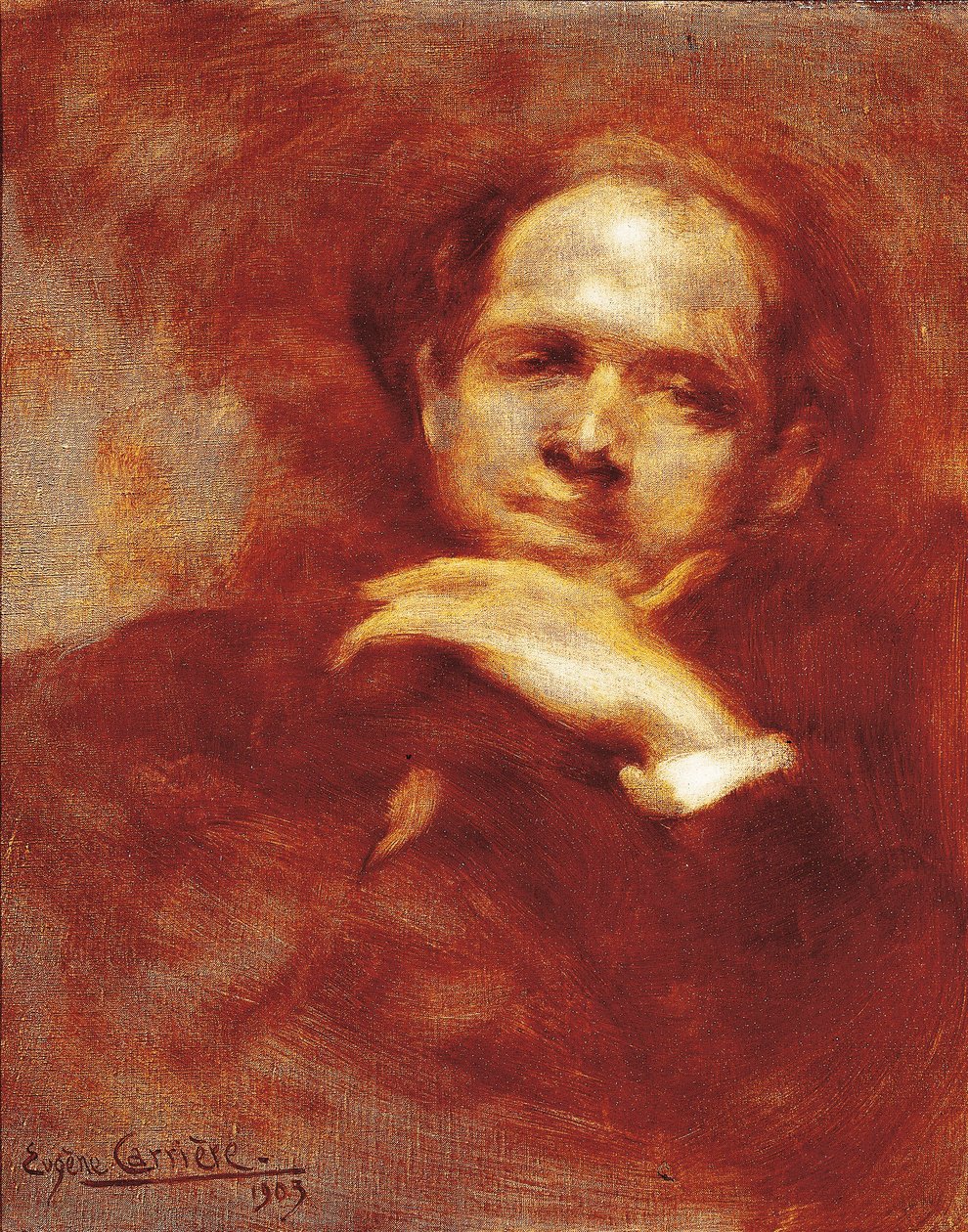 Porträtt av Pau Casals, cellist, dirigent och spansk kompositör (1876-1973) 1903 (olja på duk) av Eugène Carrière