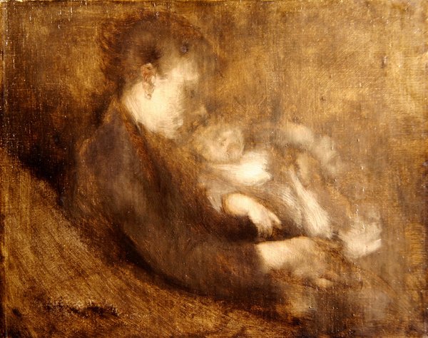 Kvinna och barn (olja på duk) av Eugène Carrière