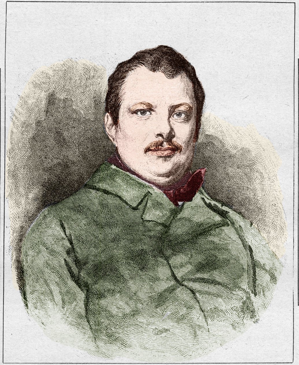 Porträtt av Honore Balzac 1830 (1799 - 1850), fransk författare. Gravyr av Eugene Chiquet. av Eugene Chiquet