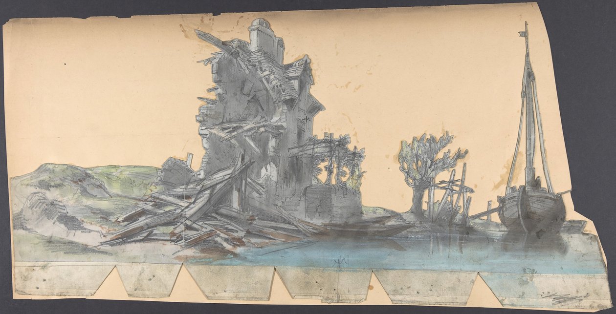 Design för en scen på Opéran, Paris, 1830-90. av Eugene Ciceri