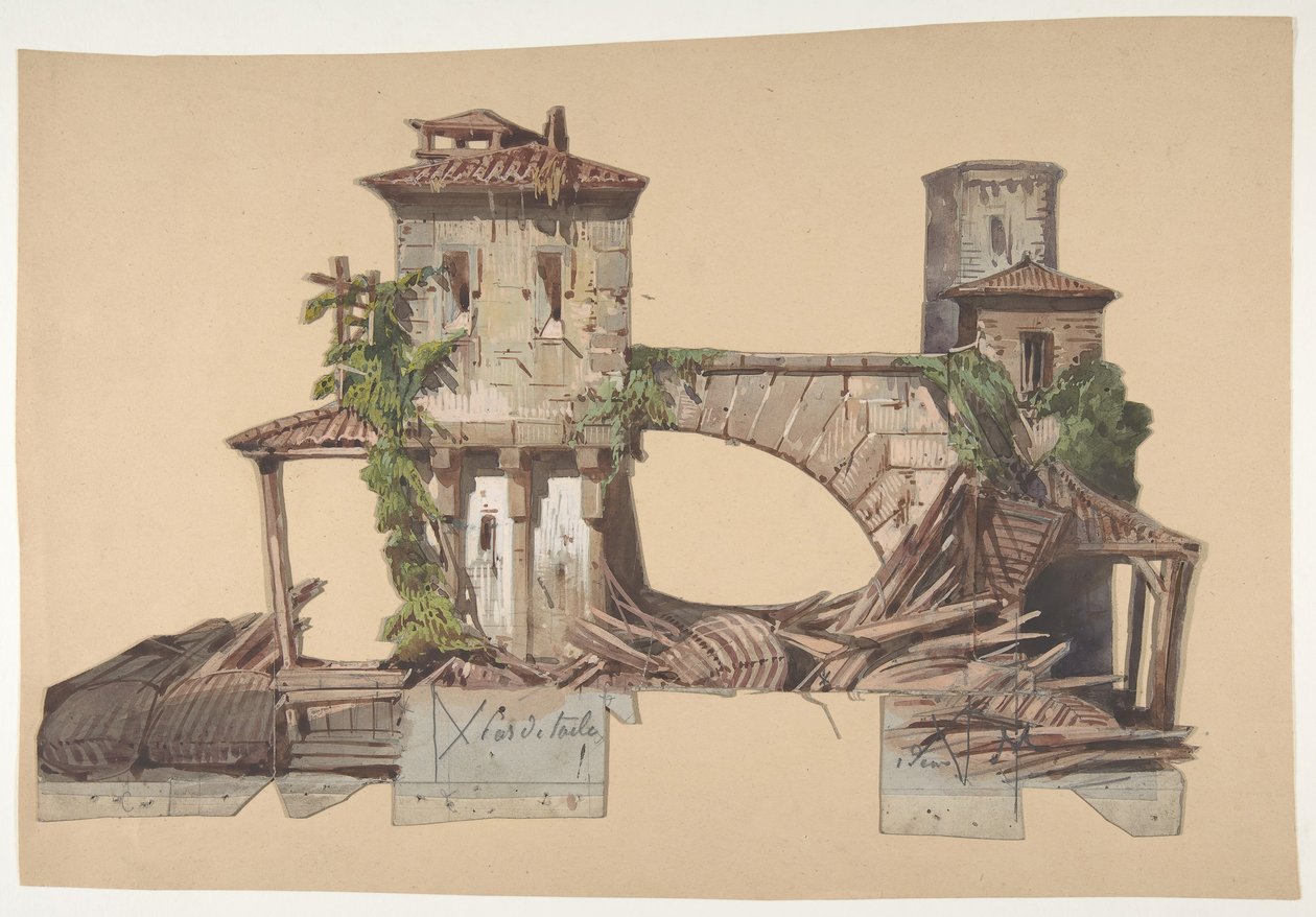 Design för en scen på Opéran, Paris, 1830-90. av Eugene Ciceri