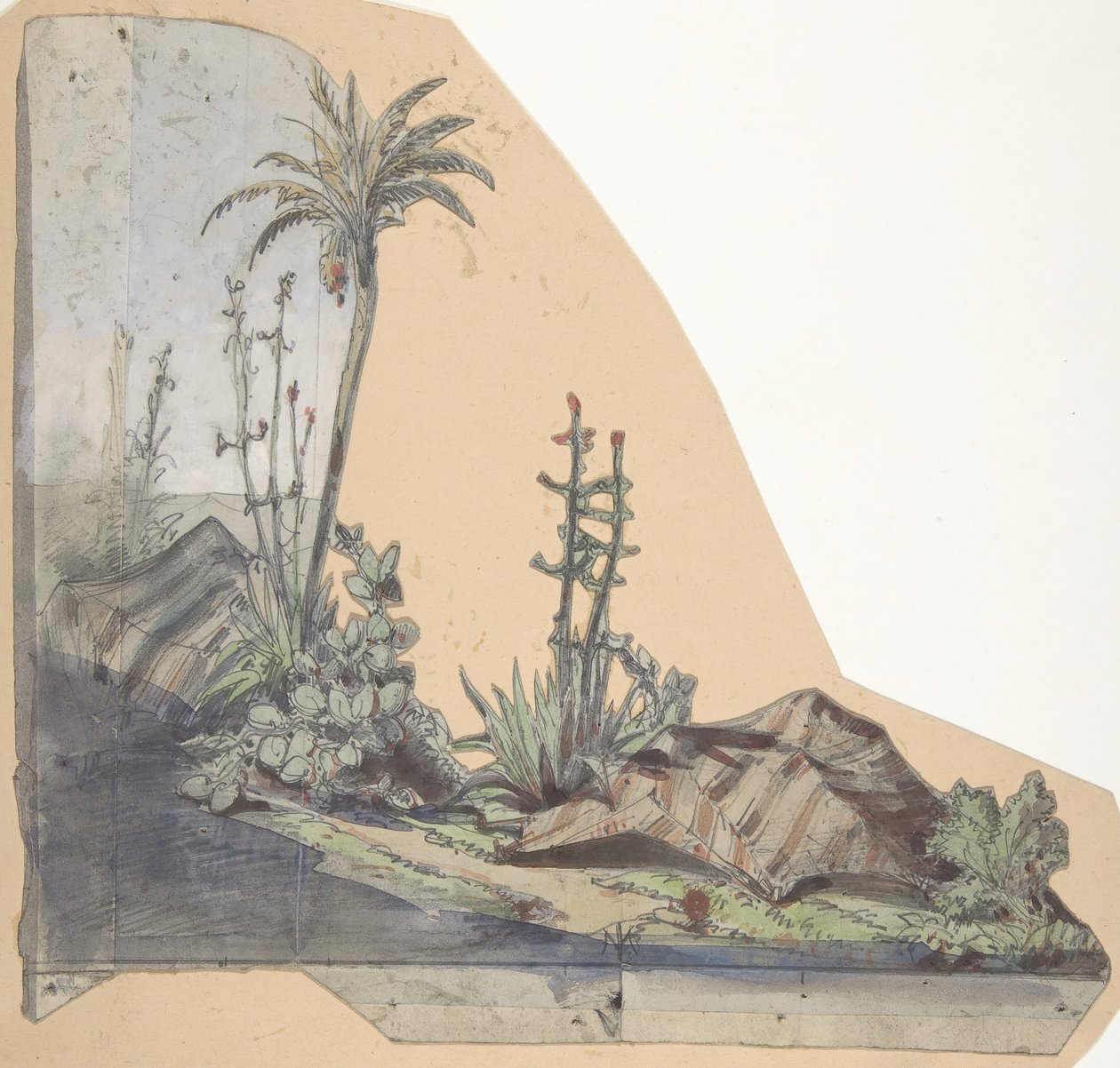 Design för en scen på Opéran, Paris, 1830-90. av Eugene Ciceri