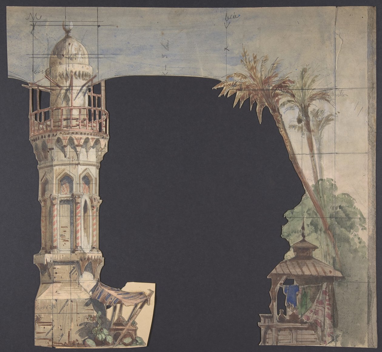 Design för en scen på Opéran, Paris, 1830-90. av Eugene Ciceri