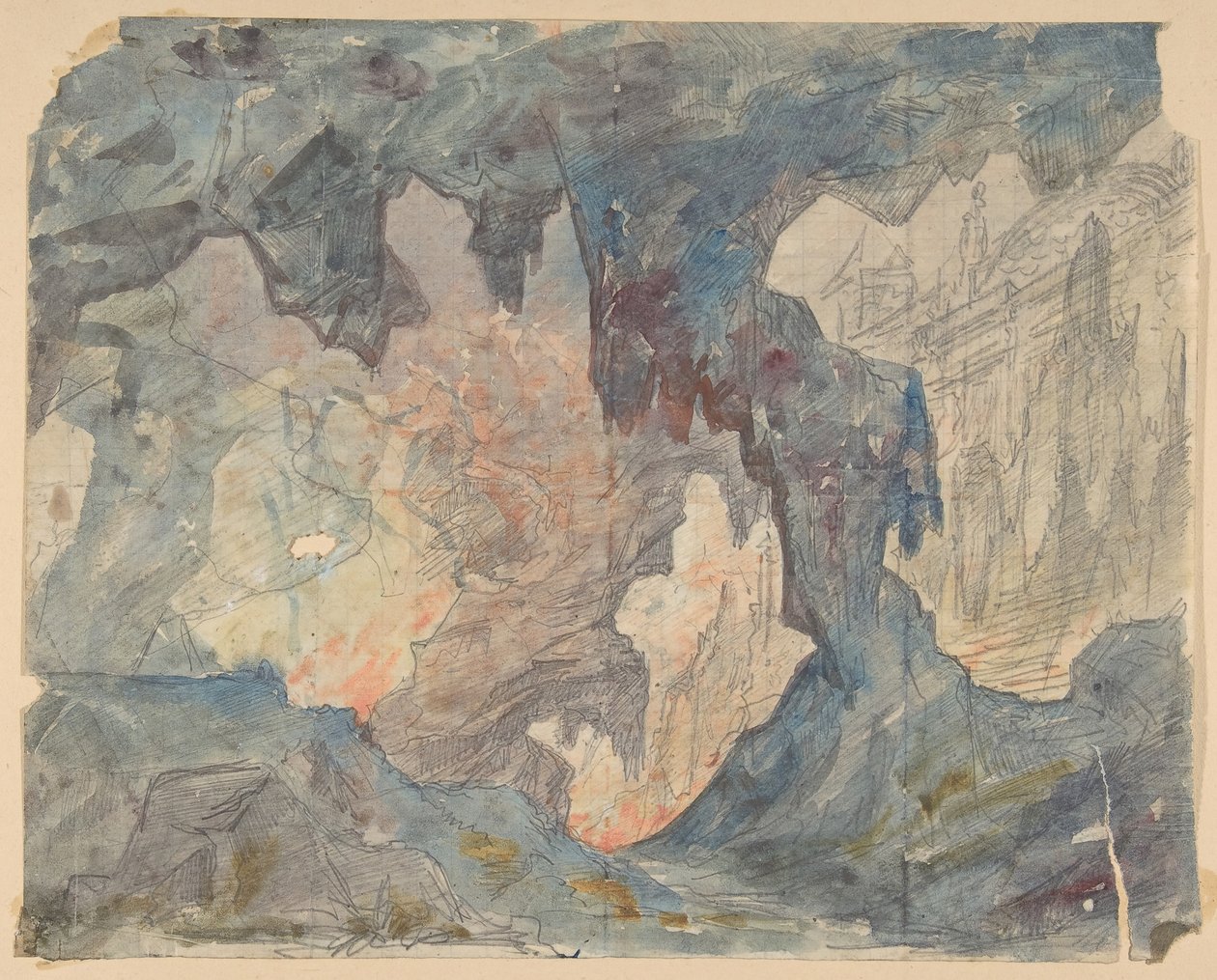Design för en scen på Opéran, Paris, 1830-90. av Eugene Ciceri