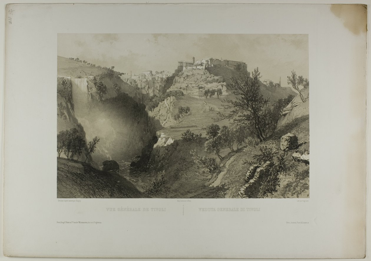 General View of Tivoli, tallrik sjutton från Italie Monumentale et Pittoresque av Eugene Ciceri