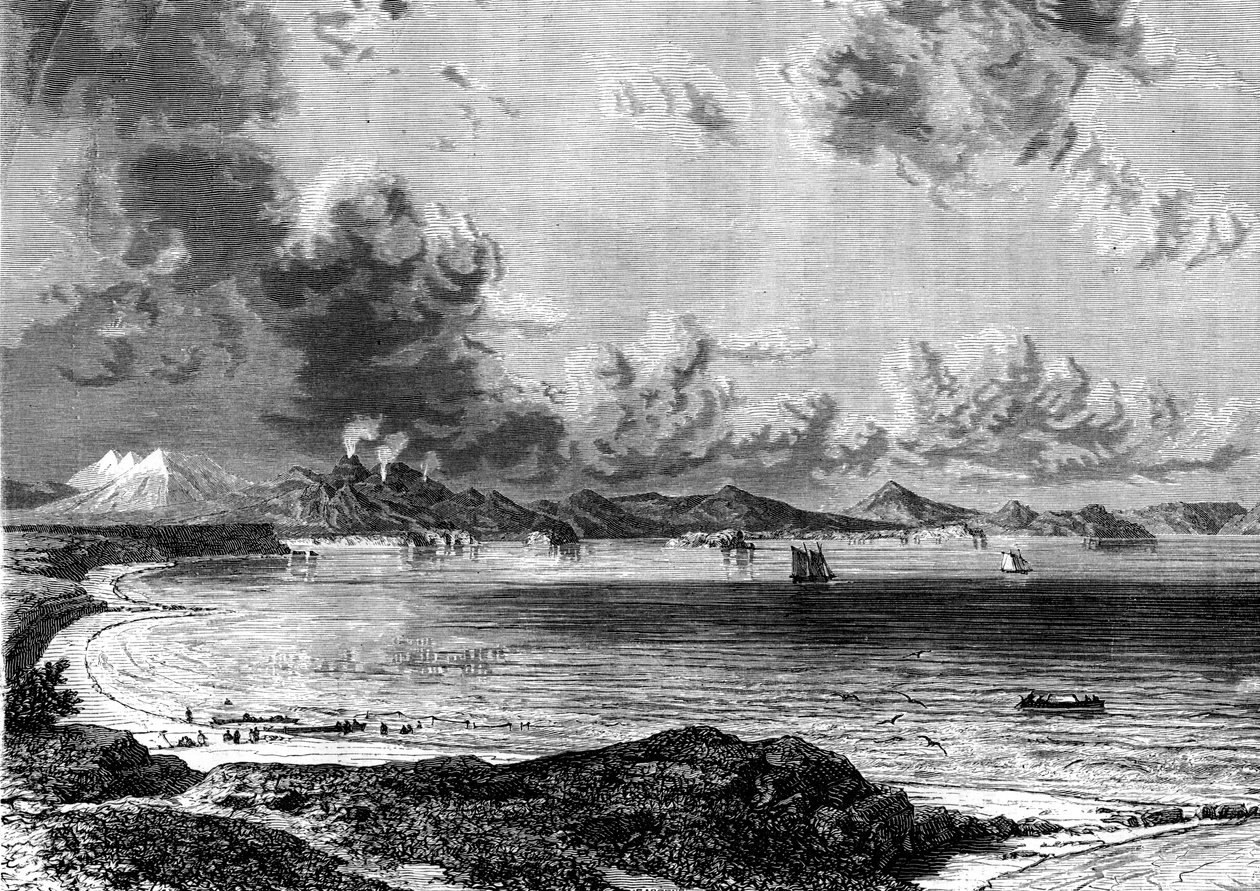 Lake Taupo, North Island, Nya Zeeland, 1886. av Eugene Ciceri