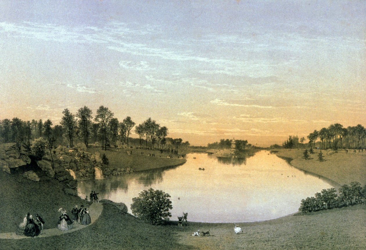 Sjön i bois de Boulogne, ca 1860 (gravyr) av Eugene Ciceri