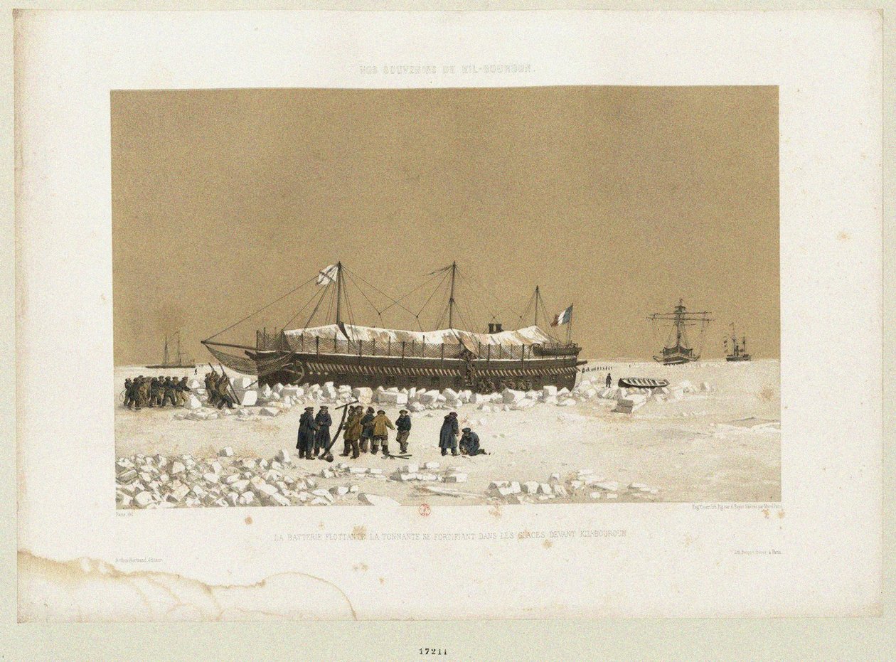 Det flytande batteriet Tonnante i isen nära Kinburn, 1856 av Eugene Ciceri