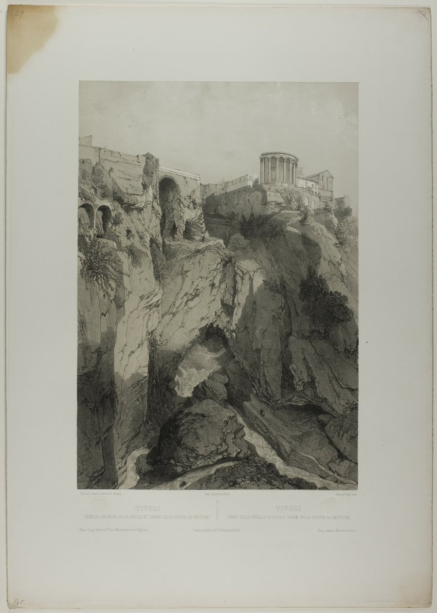 Tivoli: Vestas tempel och sibylla och ruinerna av Neptunus grotta, tavla nitton från Italie Monumentale et Pittoresque av Eugene Ciceri