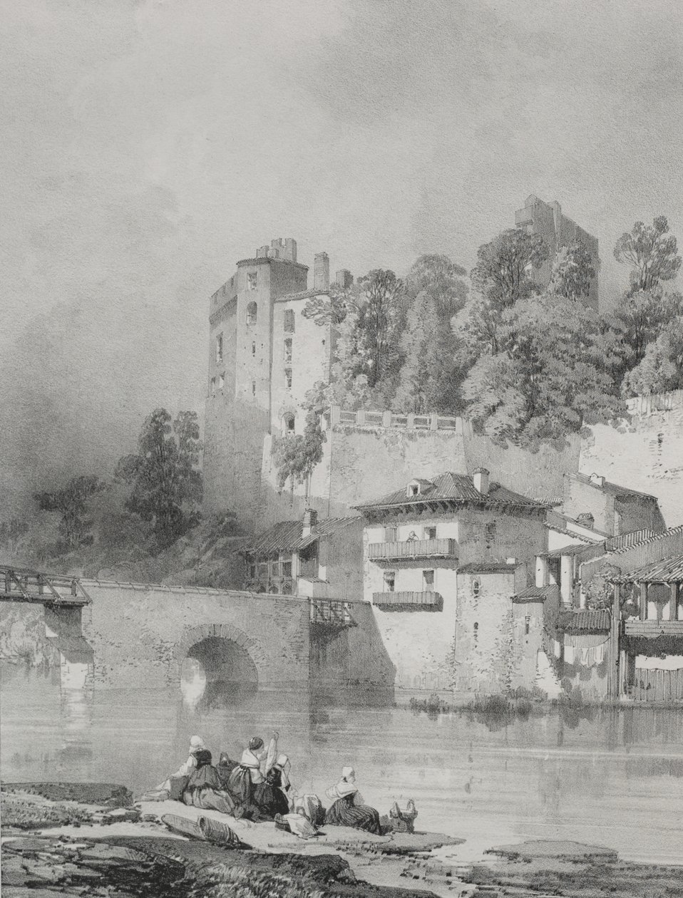 Pittoreska och romantiska resor i det antika Frankrike. Bretagne: Chateau de Clisson av Eugene Ciceri