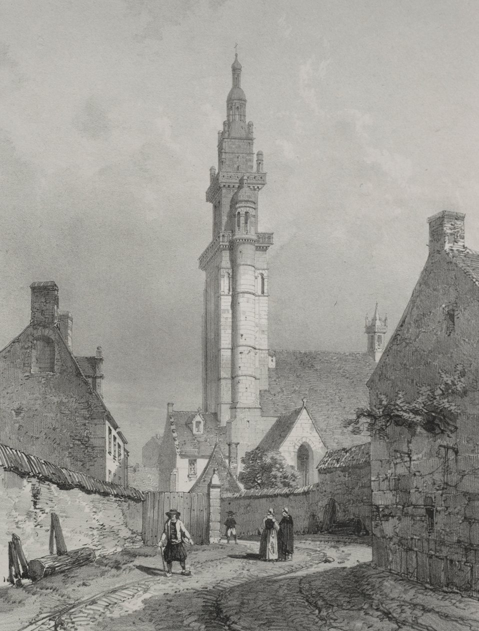 Pittoreska och romantiska resor i det antika Frankrike. Bretagne: Church of Roscoff av Eugene Ciceri