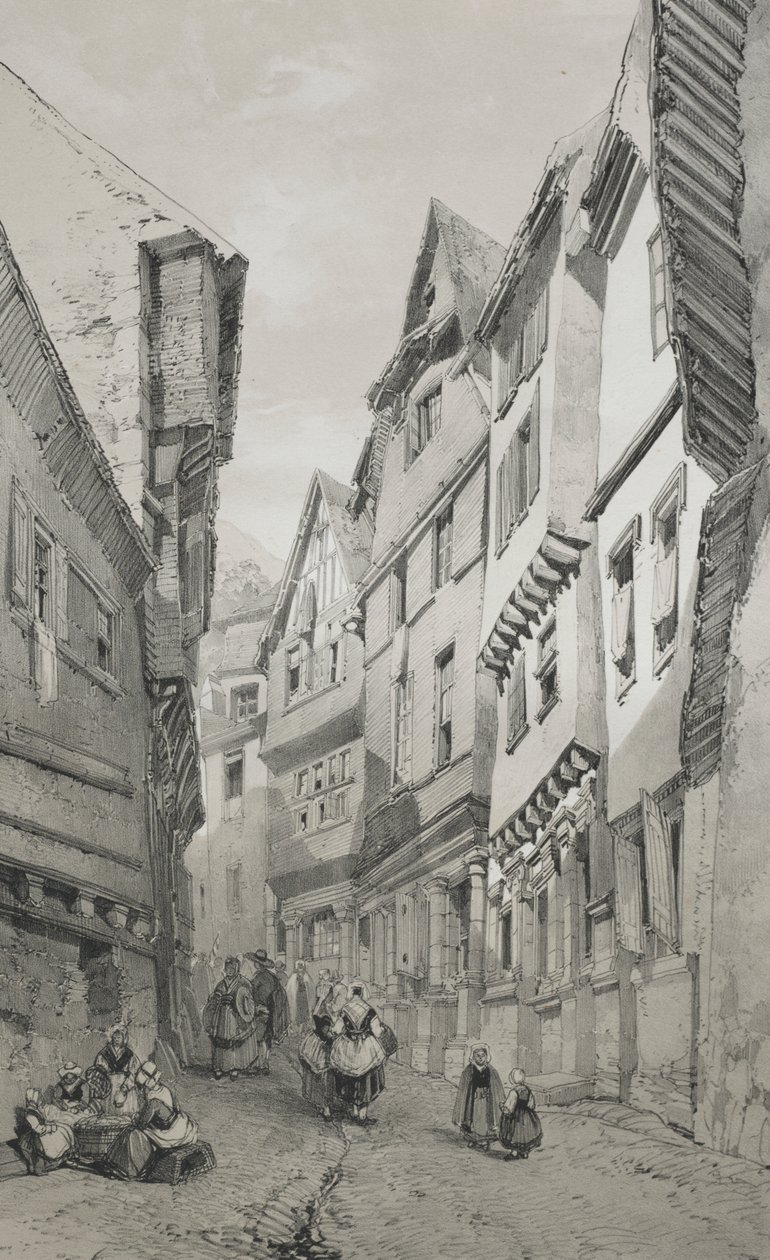 Pittoreska och romantiska resor i det antika Frankrike. Bretagne: Morlaix av Eugene Ciceri