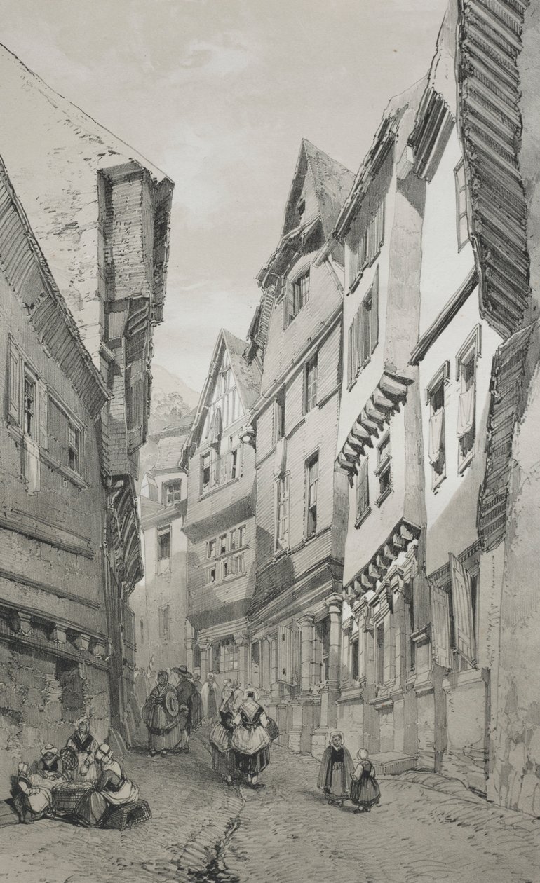 Pittoreska och romantiska resor i det antika Frankrike. Bretagne: Morlaix. av Eugene Ciceri